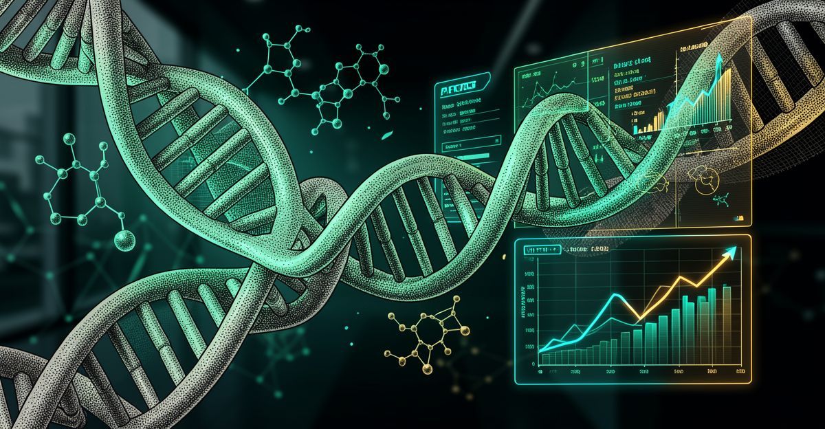 Life scientist reviewing research data on a laptop in a home office