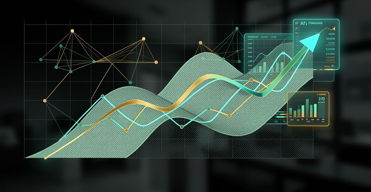 Finance professional reviewing charts and data on a laptop