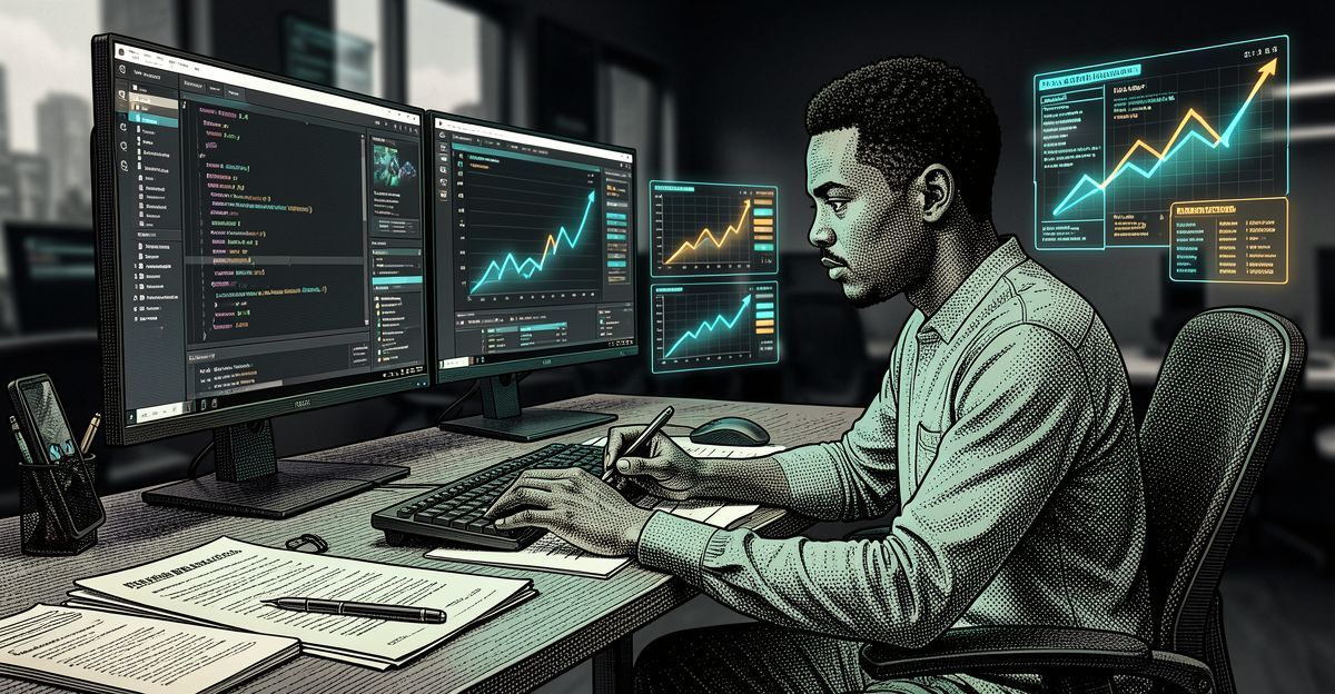 Game developer working on AI training tasks