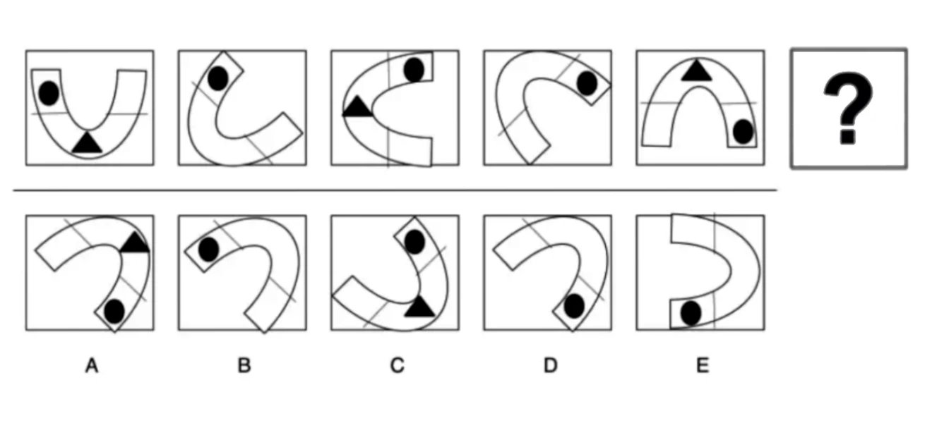 Abstract reasoning example showing arrow rotation patterns