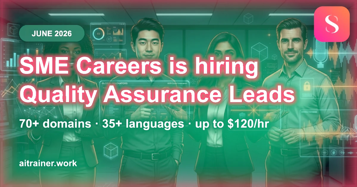 SME Careers Quality Assurance Lead hiring across domains, June 2026