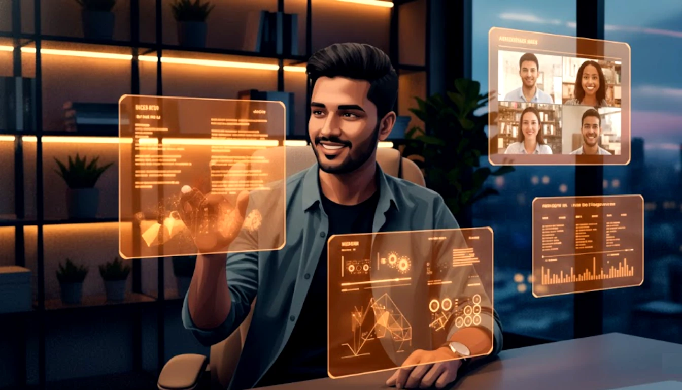 A laptop with a coding interview and overlay hints on top of the code editor